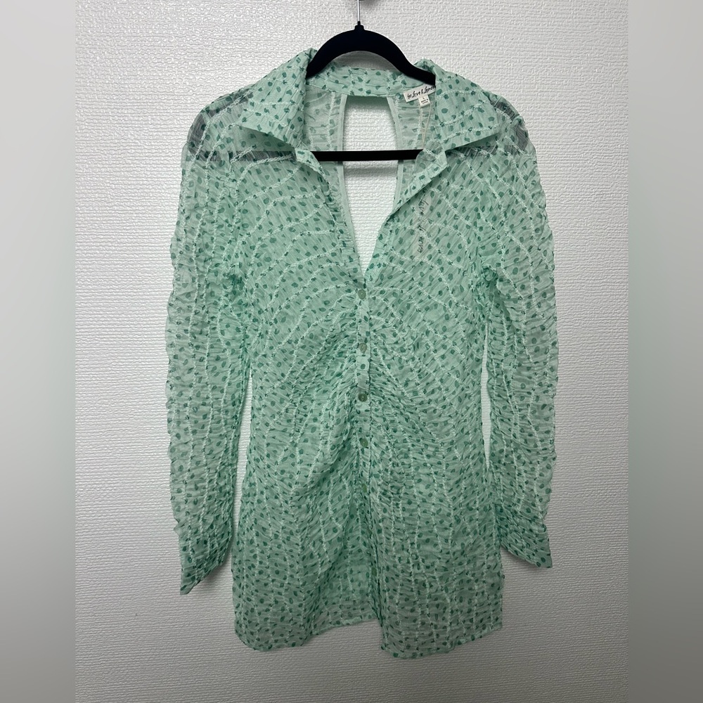 For Love & Lemons Mint Green Sheer Dress - Picture 4 of 10
